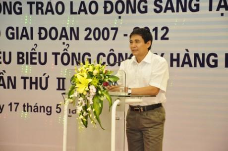 Phó Chủ tịch TLĐLĐVN Hoàng Ngọc Thanh phát biểu tại Hội nghị